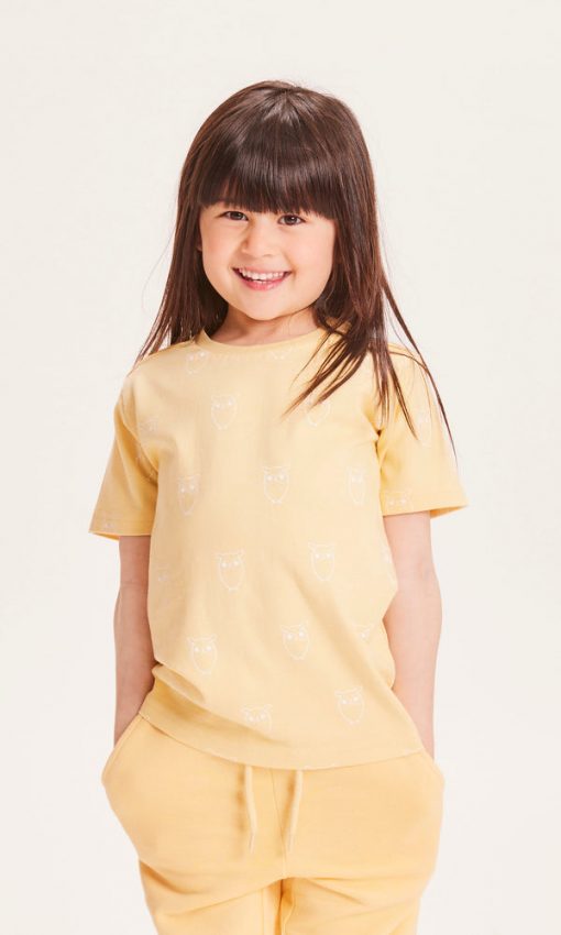 Knowledge Cotton Apparel Flax Owl Aop Tee Impala