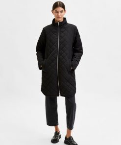 Selected Femme Filly Quilted Coat Black
