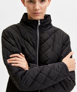 Selected Femme Filly Quilted Coat Black