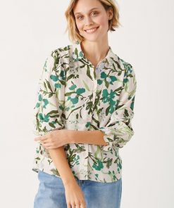 Part Two Nevin Shirt Green Painted Flower