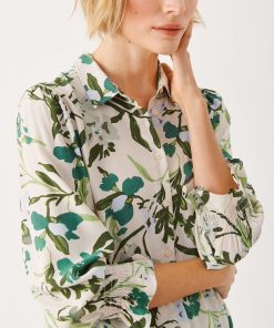 Part Two Nevin Shirt Green Painted Flower