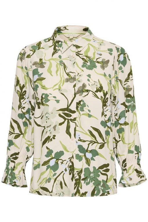 Part Two Nevin Shirt Green Painted Flower