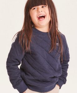 Knowledge Cotton Apparel Lotus Quilted Crew Neck Sweater Junior Total Eclipse