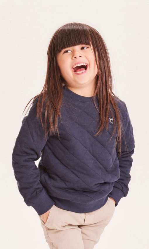 Knowledge Cotton Apparel Lotus Quilted Crew Neck Sweater Junior Total Eclipse