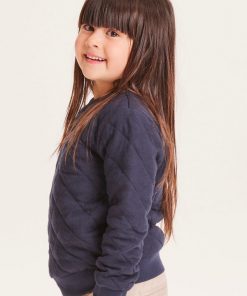 Knowledge Cotton Apparel Lotus Quilted Crew Neck Sweater Junior Total Eclipse