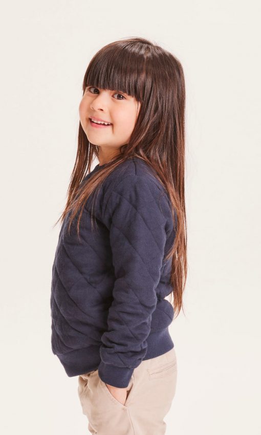 Knowledge Cotton Apparel Lotus Quilted Crew Neck Sweater Junior Total Eclipse
