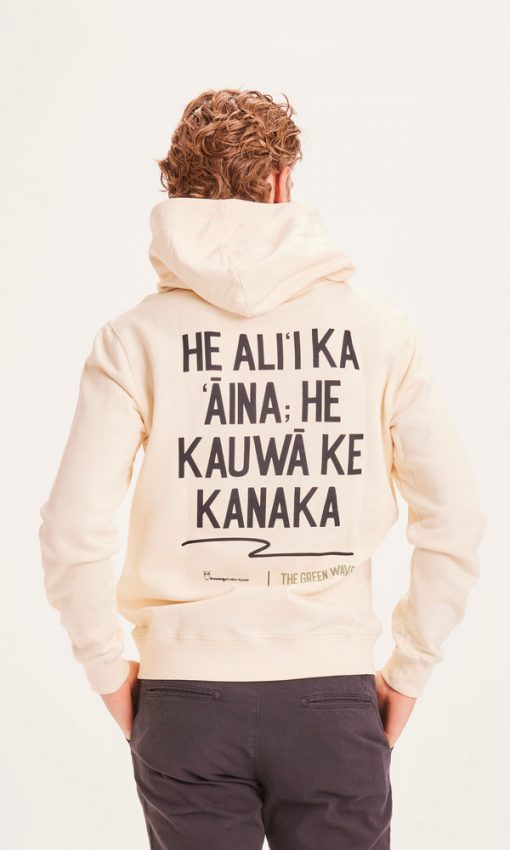 Knowledge Cotton Apparel Elm The Green Wave Hood Sweat Buttercream