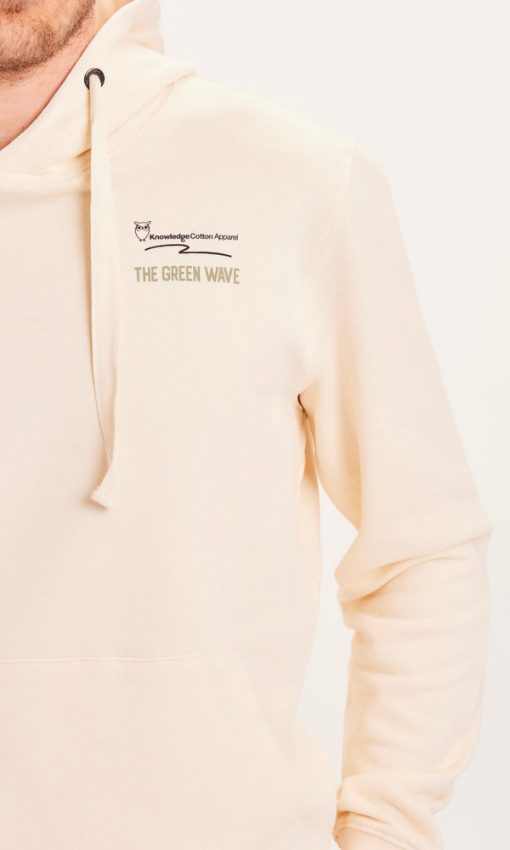 Knowledge Cotton Apparel Elm The Green Wave Hood Sweat Buttercream