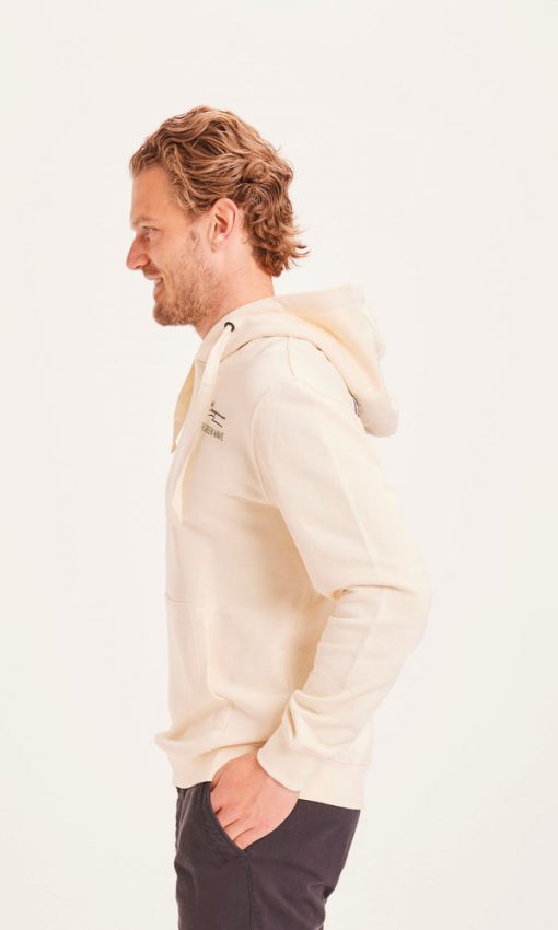 Knowledge Cotton Apparel Elm The Green Wave Hood Sweat Buttercream