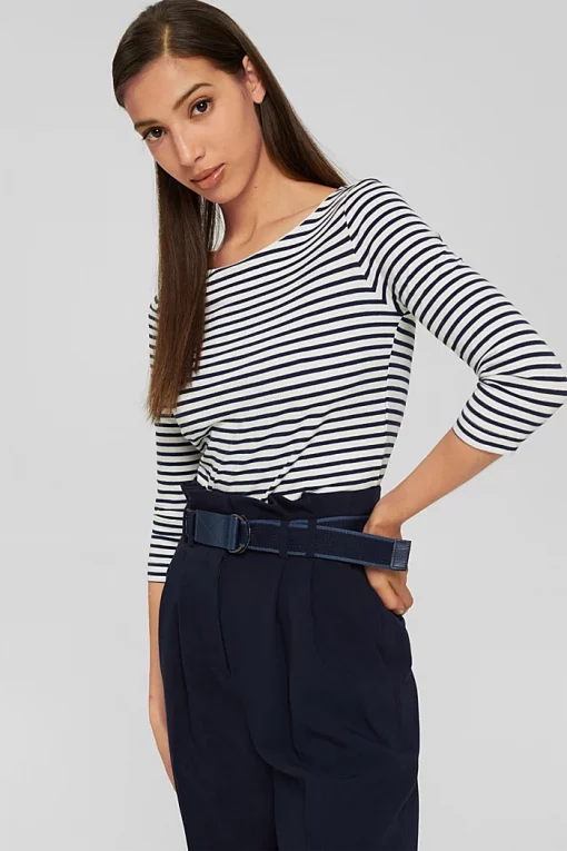 Esprit Striped Boatneck Tee White/Navy