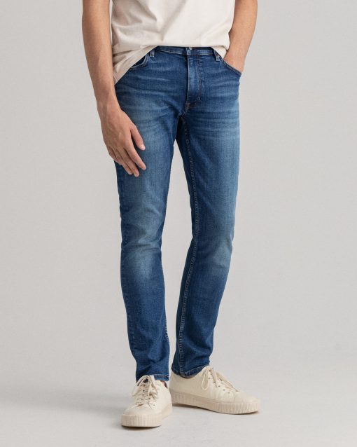 Gant Maxen Retro Shield Jeans Mid Blue Broken In