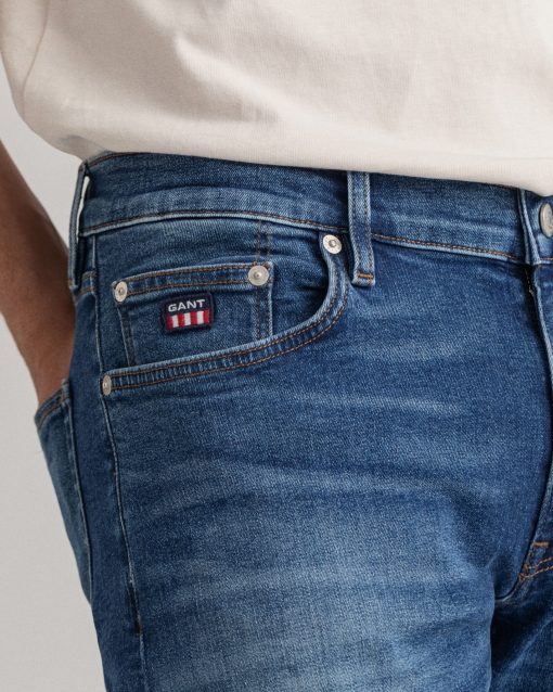 Gant Maxen Retro Shield Jeans Mid Blue Broken In