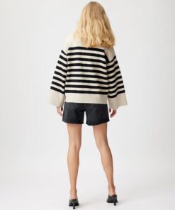 Gestuz Talligz Striped Cardigan Moonbeam Black Stripe