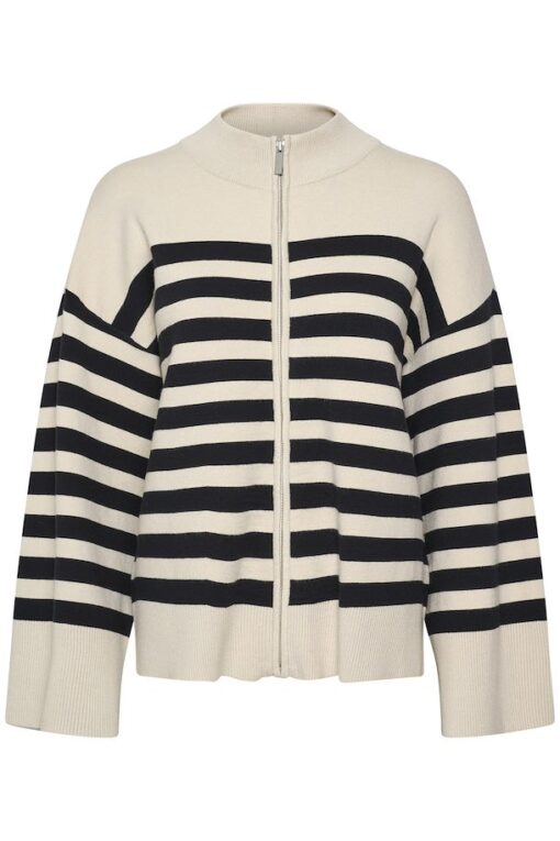 Gestuz Talligz Striped Cardigan Moonbeam Black Stripe