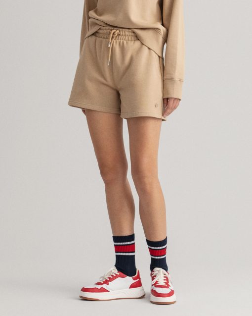 Gant Woman Iconic G Essential Shorts Dark Khaki