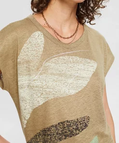 Esprit Linen T-Shirt Khaki Green