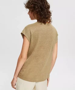 Esprit Linen T-Shirt Khaki Green