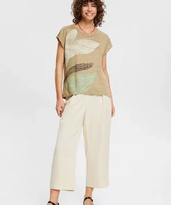 Esprit Linen T-Shirt Khaki Green