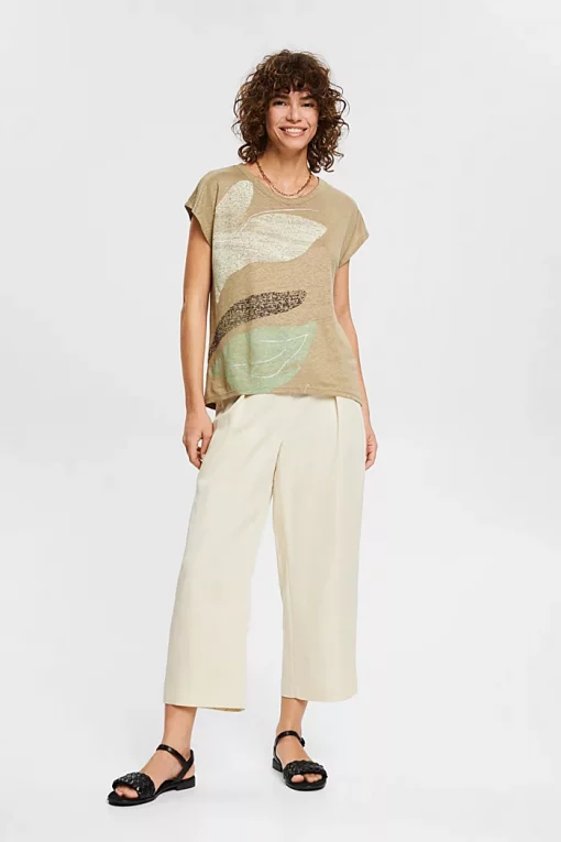 Esprit Linen T-Shirt Khaki Green