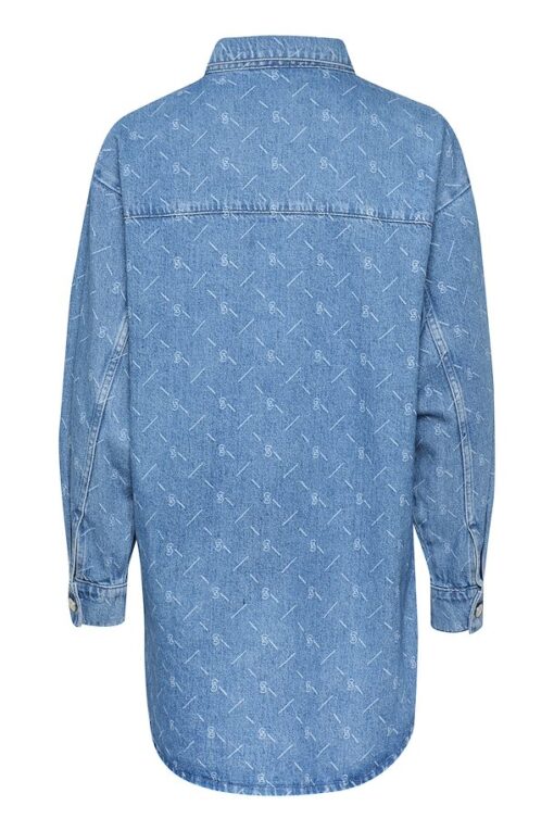 Gestuz Luvinagz Shirt Washed Mid Blue Logo