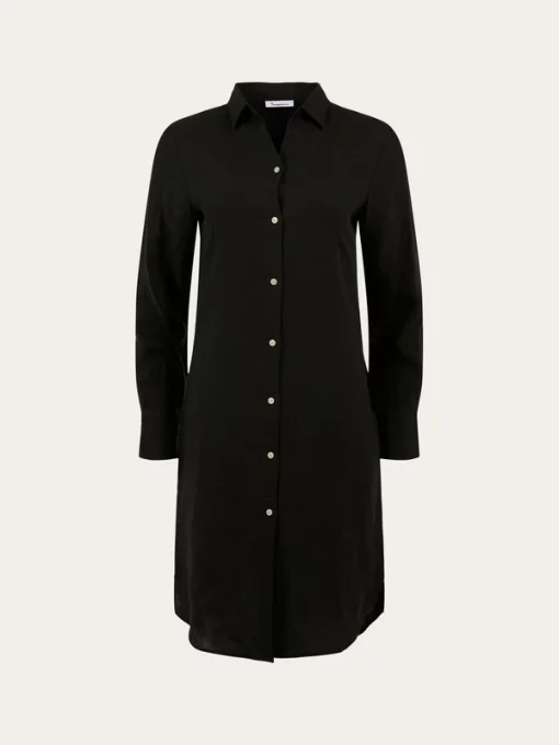 Knowledge Cotton Apparel Classic Linen Dress Black Jet