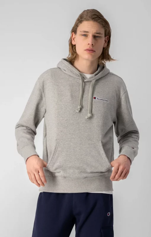 Champion Script Logo Hoodie Light Grey