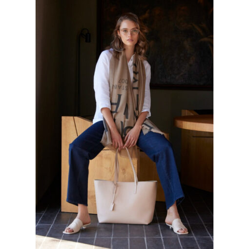 Balmuir Hazel Printed Logo Scarf Beige