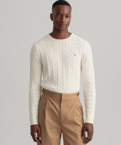 Gant Cotton Cable C-Neck Cream