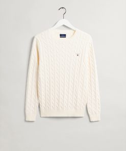 Gant Cotton Cable C-Neck Cream