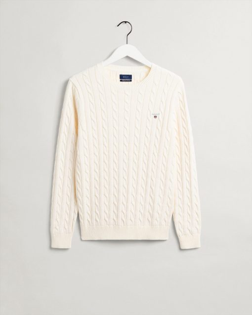 Gant Cotton Cable C-Neck Cream