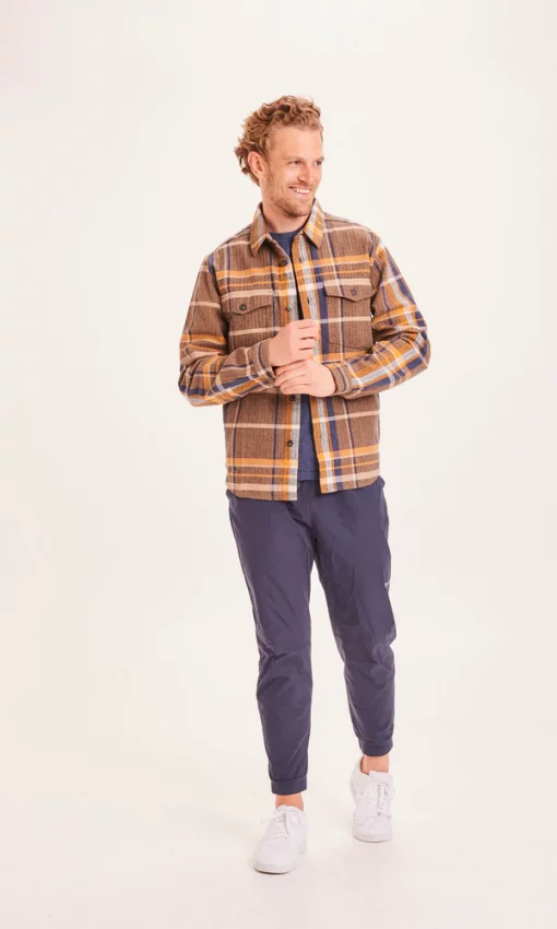Knowledge Cotton Apparel Pine Check Overshirt Total Eclipse