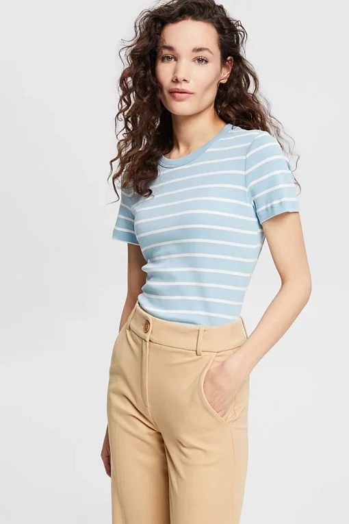Esprit Striped T-shirt Off Grey Blue
