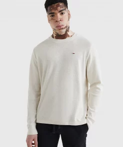 Tommy Jeans Waffle Snit Jumper Ancient White Htr