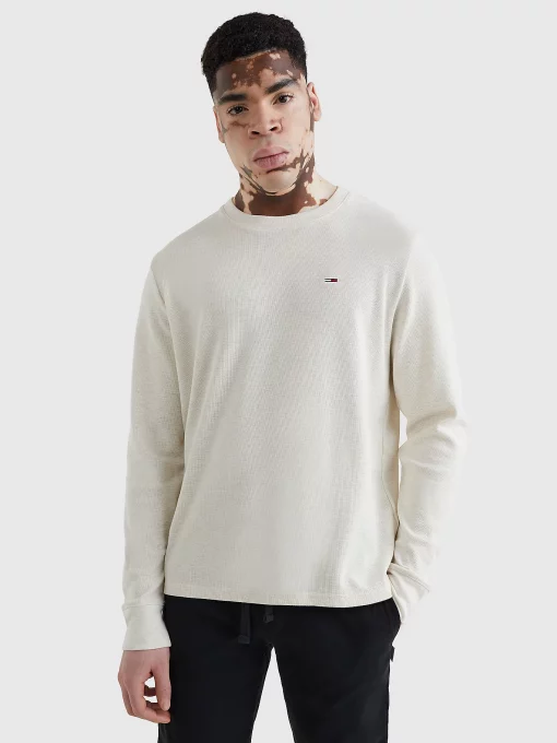 Tommy Jeans Waffle Snit Jumper Ancient White Htr