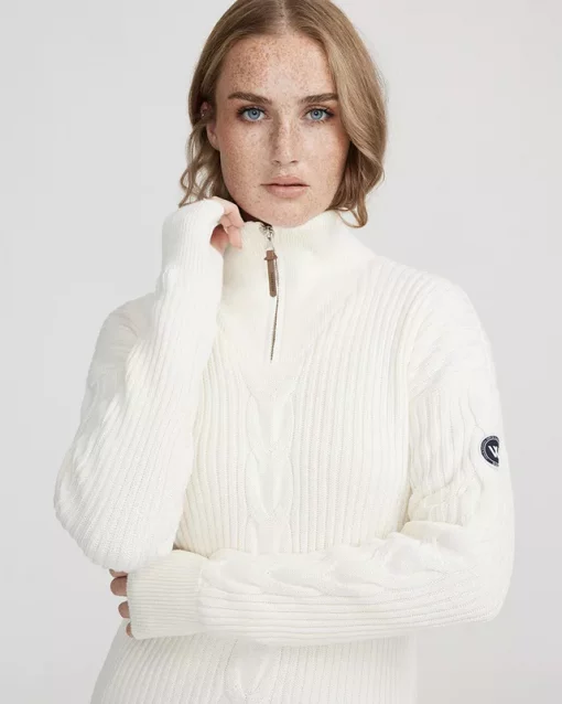 Holebrook Valborg T-Neck Windproof Knit Off White