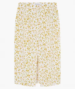 Calvin Klein Button Through Midi Skirt Floral Aop Bright White/Yellow