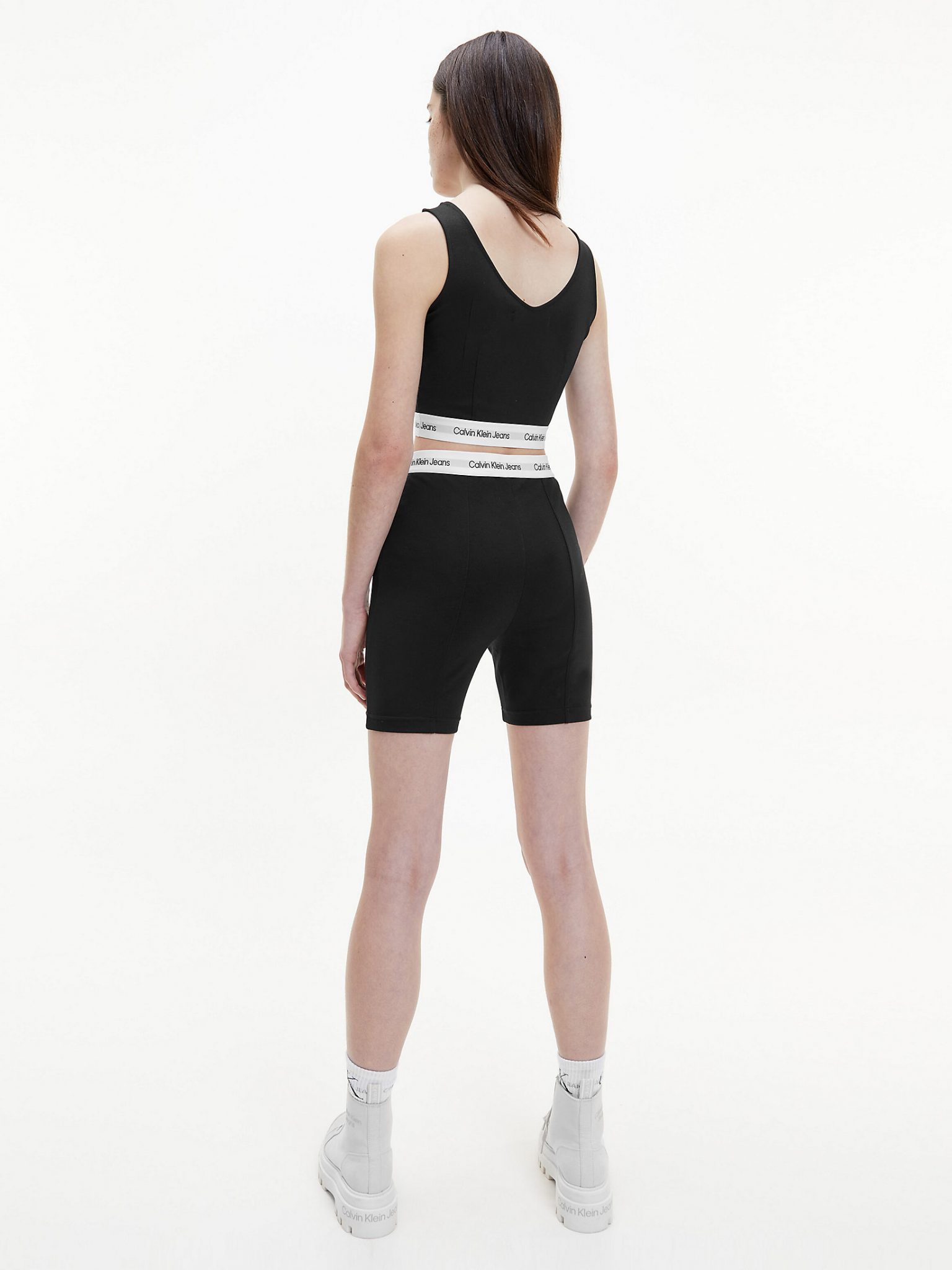 Calvin Klein Milano Jersey Cropped Top Black - Image 2