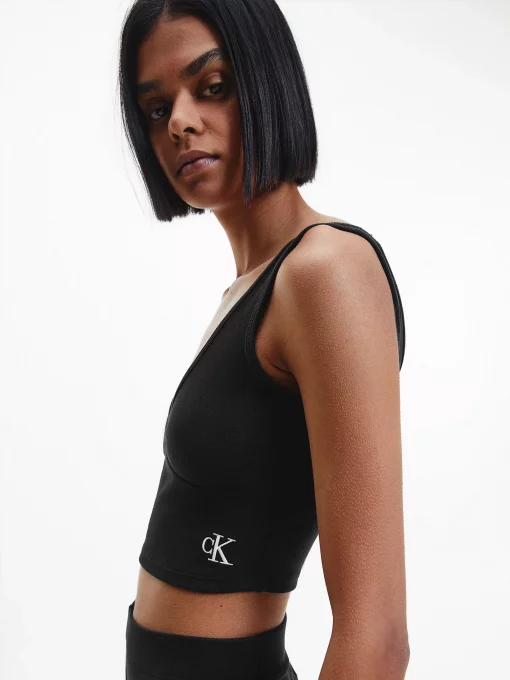 Calvin Klein Rib Crop Top Black