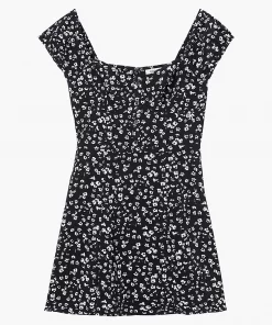 Calvin Klein Off Shoulder Dress Floral Aop CK Black/bright White