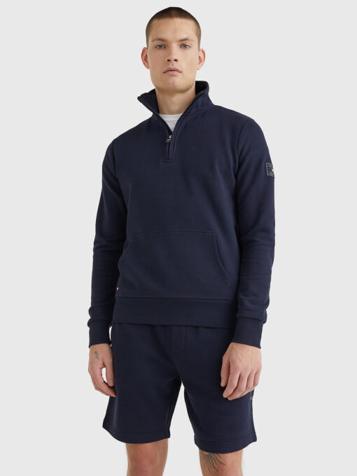 Tommy Hilfiger Zip Mock Neck Sweatshirt Desert Sky