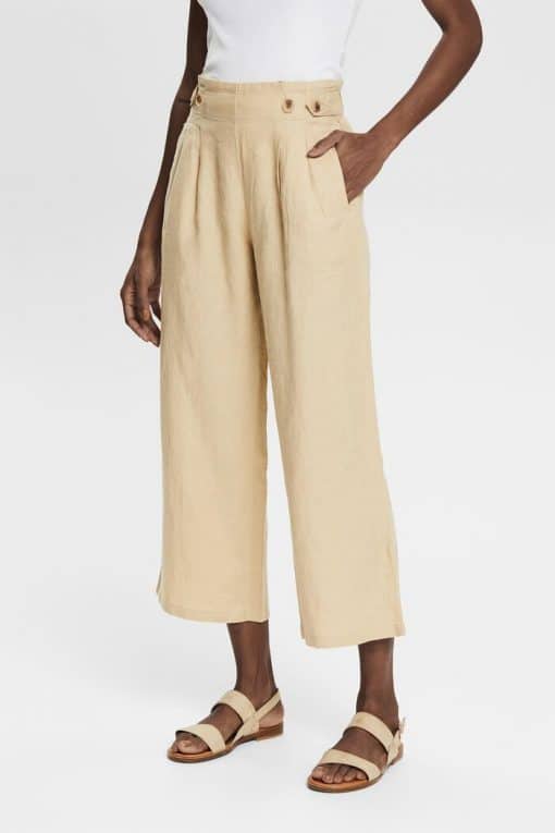 Esprit Linen Culotte Pants Sand