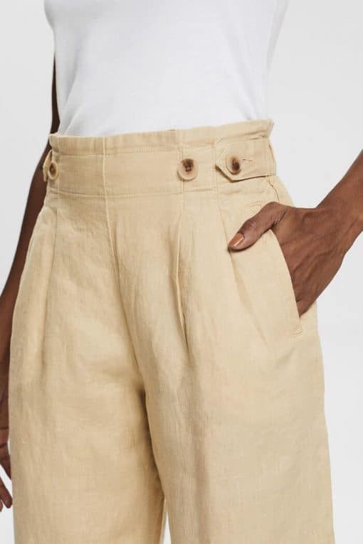 Esprit Linen Culotte Pants Sand
