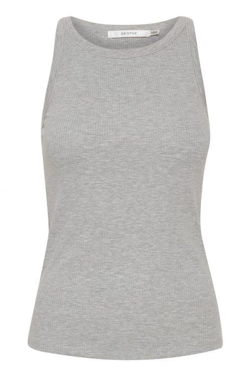 Gestuz Rollagz Jersey Top Light Grey Melange
