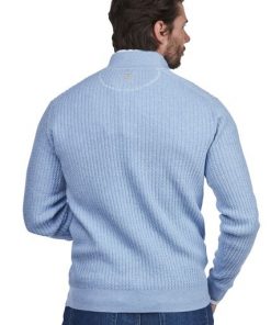 Hansen & Jacob Half Zip Mini Cable Knit Light Blue