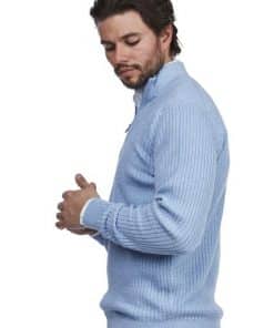 Hansen & Jacob Half Zip Mini Cable Knit Light Blue