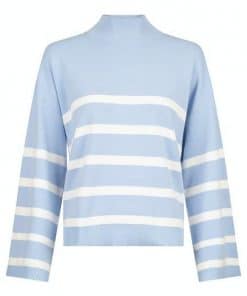 Neo Noir Ena Stripe Knit Blouse Light Blue