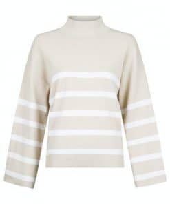 Neo Noir Ena Stripe Knit Blouse Sand