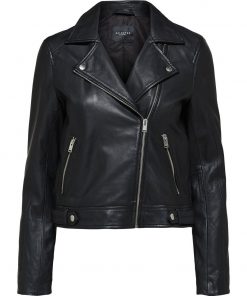 Selected Femme Katie Leather Jacket Black