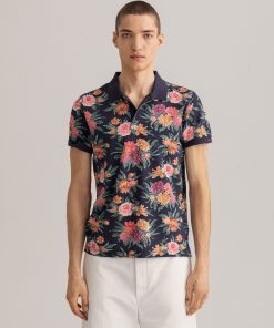 Gant Dahlia Print Pique Rugger Evening Blue