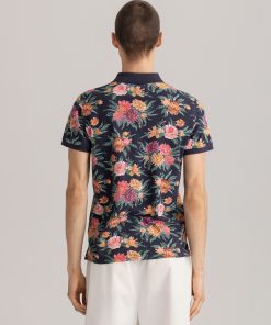 Gant Dahlia Print Pique Rugger Evening Blue